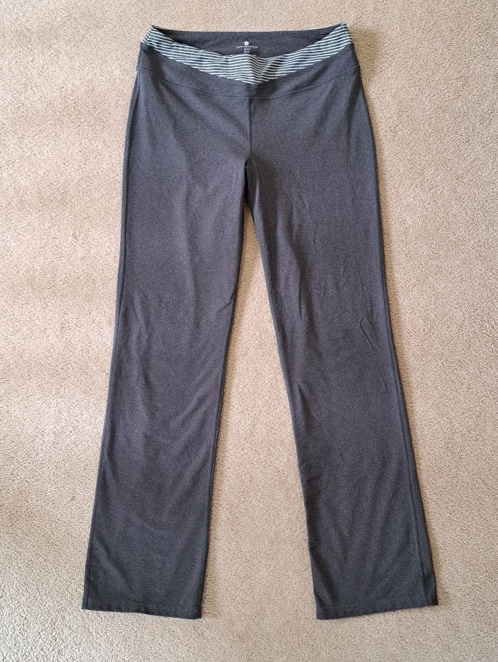 Tuff Athletics Gray Lounge Yoga Pants Womens Medium Striped Waist Casual Stretch